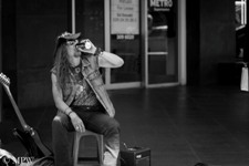 Queen Street Auckland city, black and white photo by Mike Wheelton